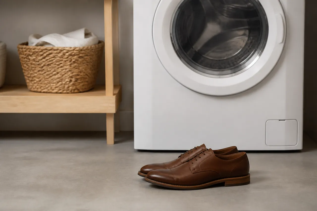 Chaussure en cuir à éviter au lavage en machine
