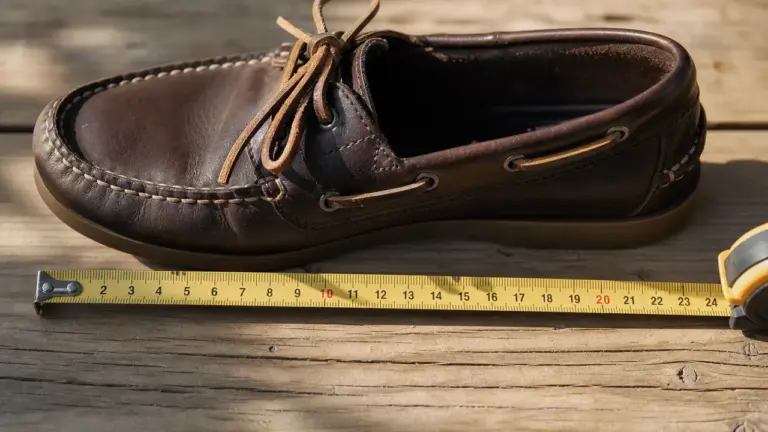 Chaussure Sebago et mètre ruban pour choisir la bonne pointure